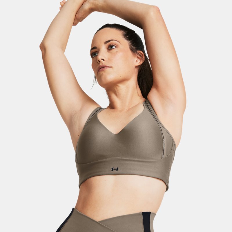 Under Armour Infinity Low Strappy Sports Bra Taupe Dusk Black A-C