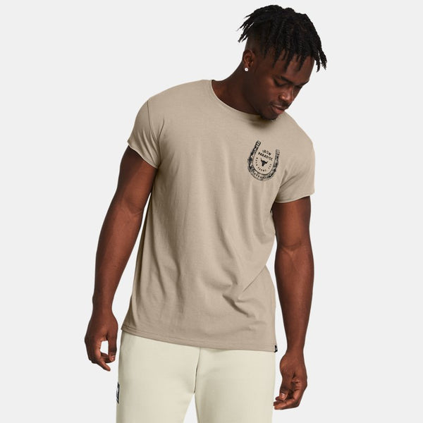 Project Rock Balance Cap Sleeve T-Shirt Timberwolf Taupe Black