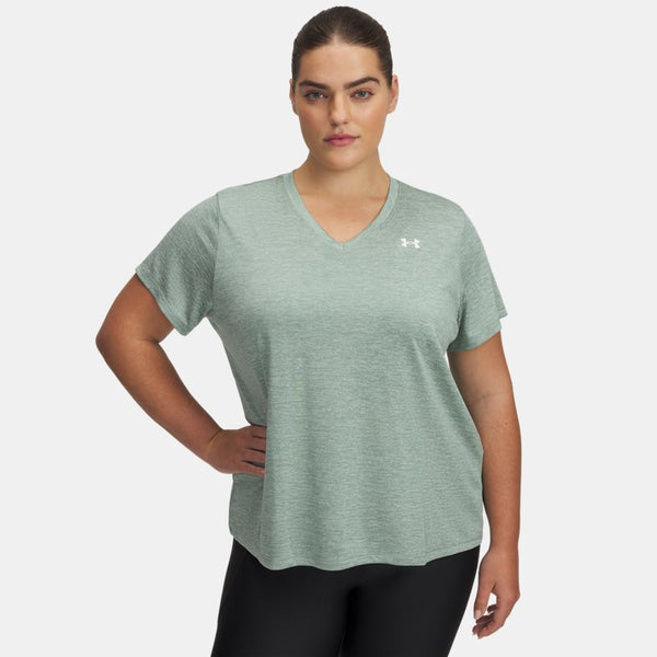 Under Armour Tech™ Twist V-Neck Short Sleeve Silica Green White