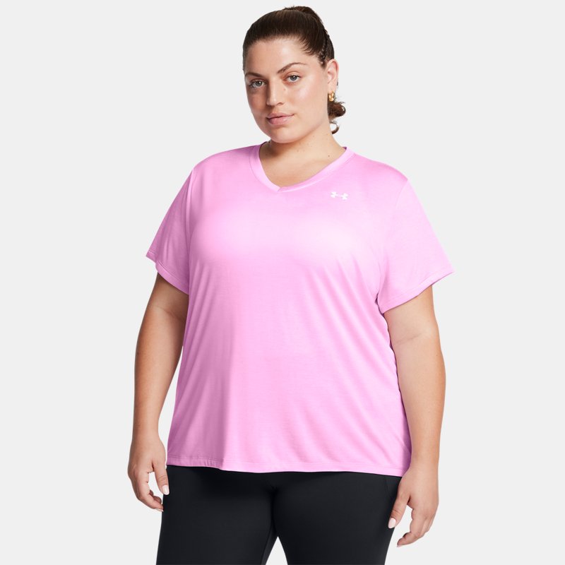 Under Armour Tech™ Twist V-Neck Short Sleeve Stellar Pink White