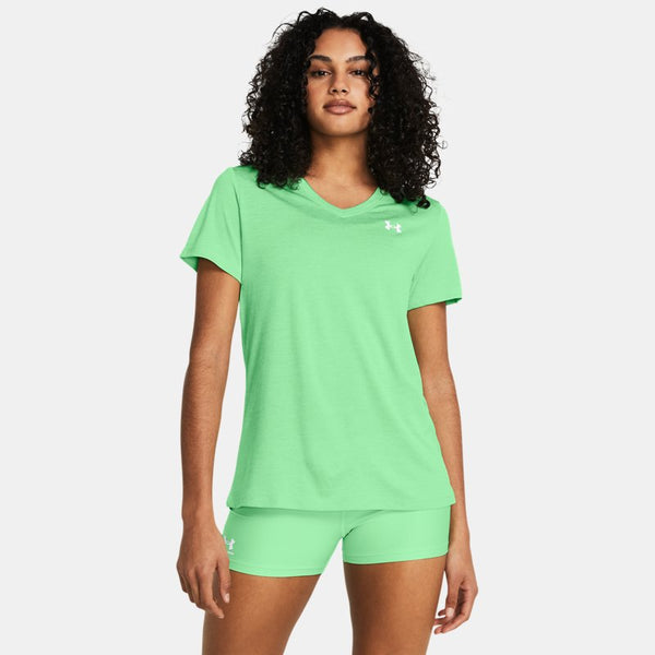 Under Armour Tech™ Twist V-Neck Short Sleeve Matrix Green White