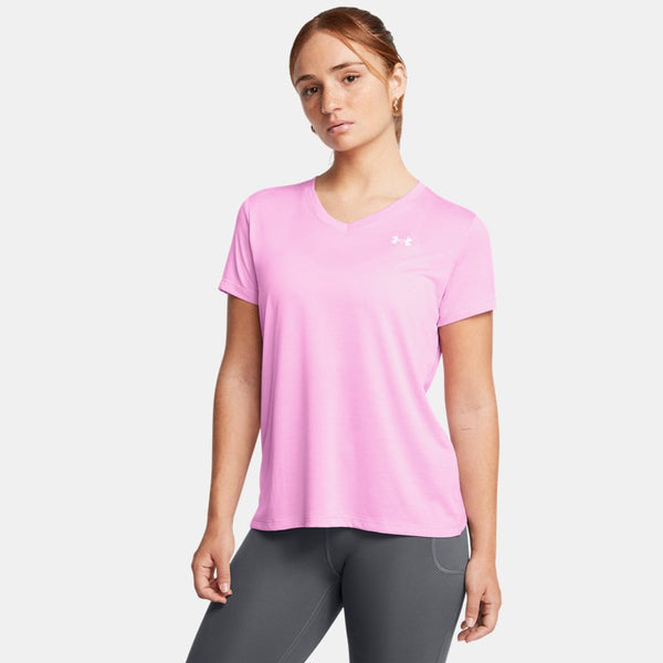 Under Armour Tech™ Twist V-Neck Short Sleeve Stellar Pink White