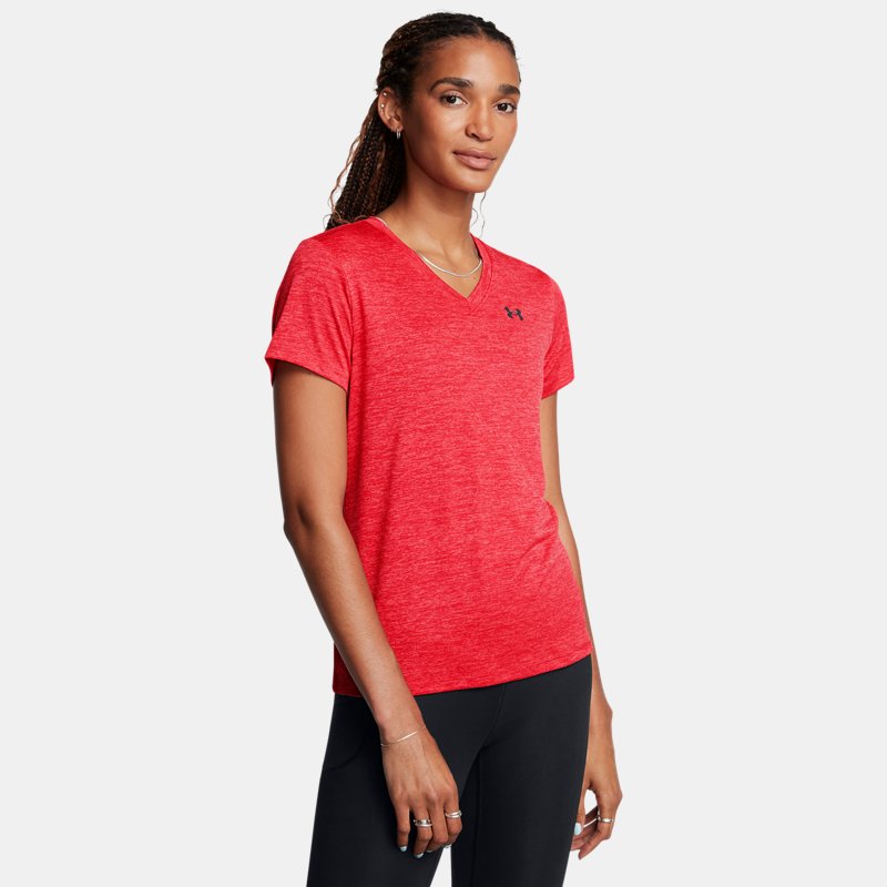 Under Armour Tech™ Twist V-Neck Short Sleeve Racer Red Black