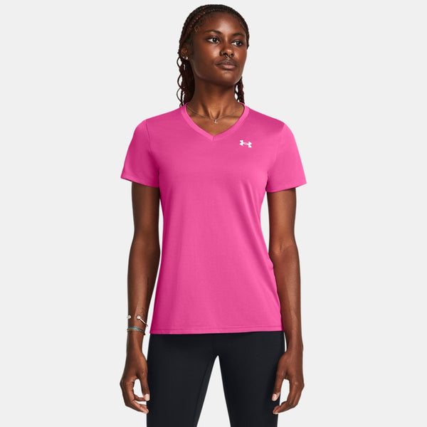 Under Armour Tech™ V-Neck Short Sleeve Rebel Pink White