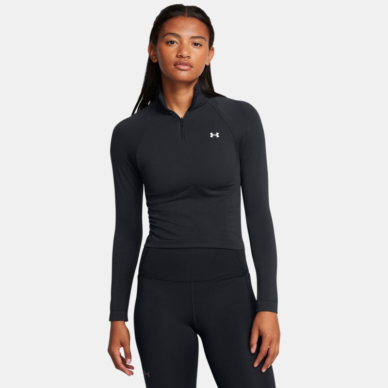 Under Armour Vanish Seamless ¼ Zip Crop Black White