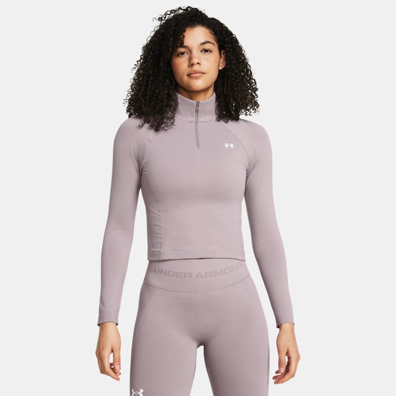 Under Armour Vanish Seamless ¼ Zip Crop Tetra Gray White