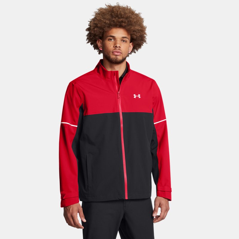 Under Armour Drive Rain Jacket Red Black Metallic Silver