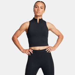 Under Armour Run Anywhere Crop Tank Black White