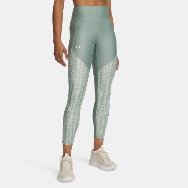 Under Armour Tech™ Printed Panel Ankle Leggings Silica Green Hydro Green White