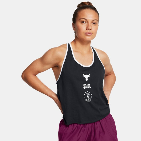 Under Armour Project Rock Badge Of Honor Tank Black White