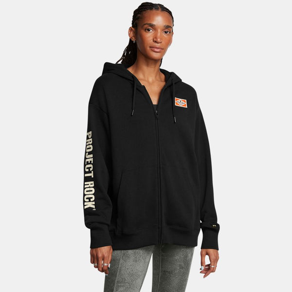 Under Armour Project Rock Heavyweight Hard At Work Full-Zip Black Silt Team Orange