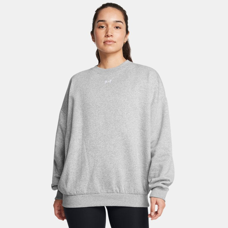 Under Armour Rival Fleece Oversized Crew Mod Gray Light Heather White