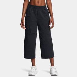 Under Armour Unstoppable Fleece Grid Wide Leg Crop Pants Black