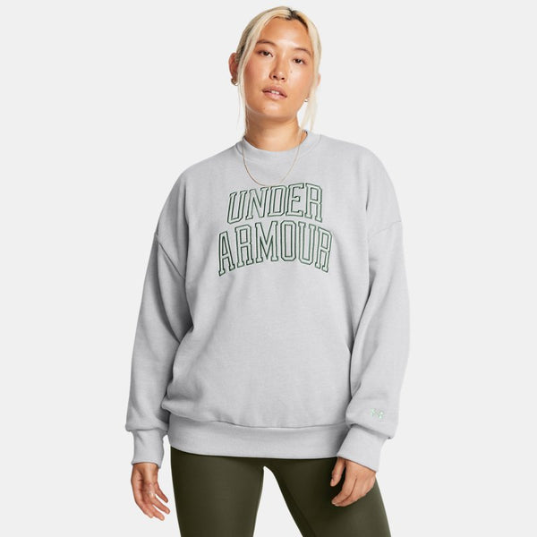 Under Armour Icon Heavyweight Terry Oversized Crew Mod Gray Forest Green