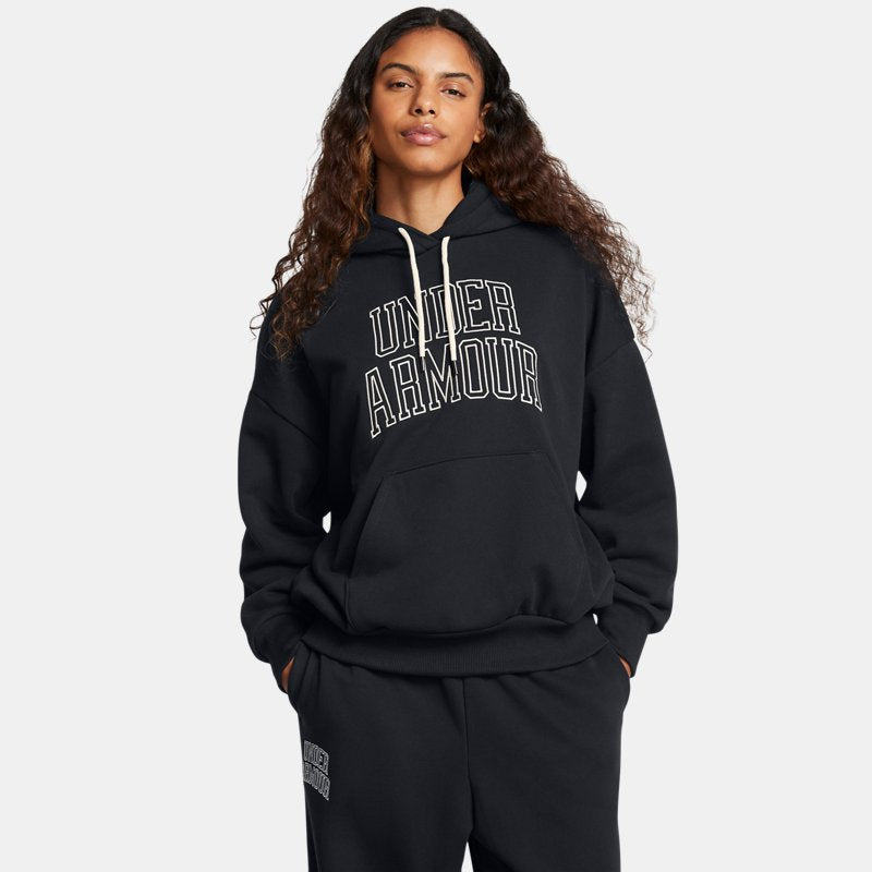 Under Armour Icon Heavyweight Terry Oversized Hoodie Black Summit White