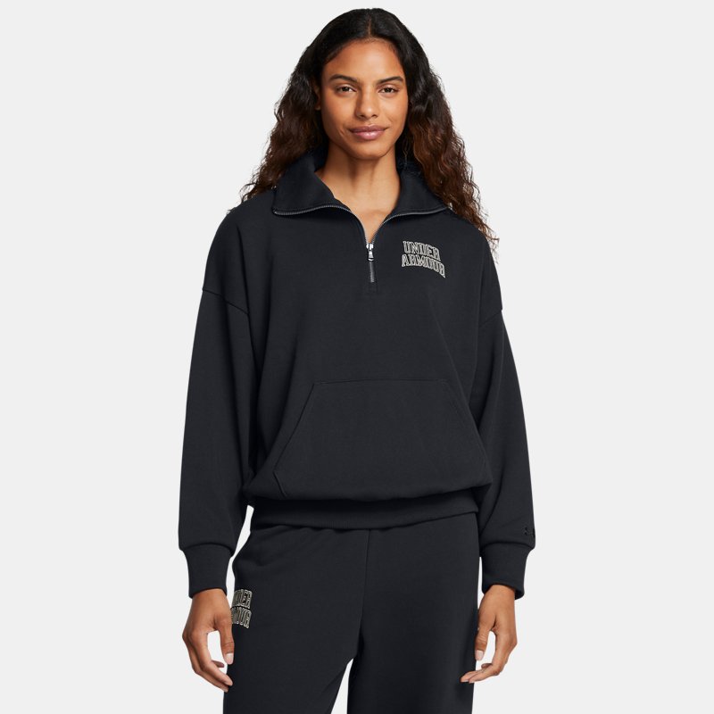 Under Armour Icon Heavyweight Terry Oversized ¼ Zip Black Summit White