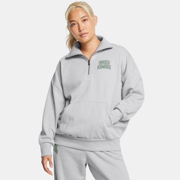 Under Armour Icon Heavyweight Terry Oversized ¼ Zip Mod Gray Light Heather Forest Green