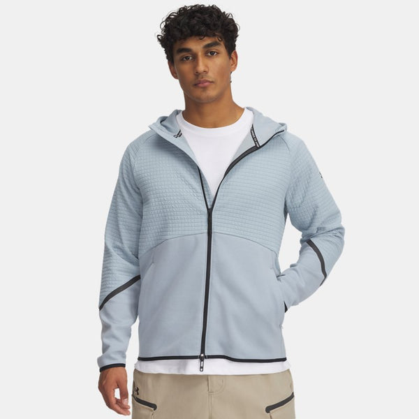 Under Armour Unstoppable Fleece Grid Full-Zip Harbor Blue Black