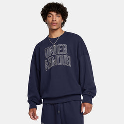 Under Armour Icon Heavyweight Terry Oversized Crew Midnight Navy Summit White