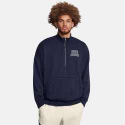 Under Armour Icon Heavyweight Terry Oversized ½ Zip Midnight Navy Summit White