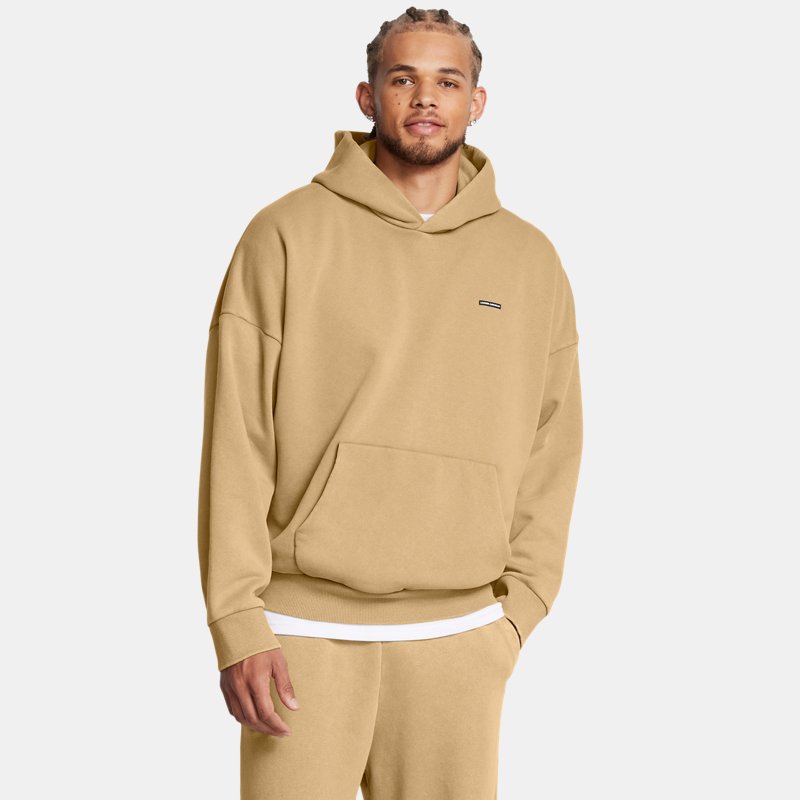 Under Armour Icon Heavyweight Fleece Wash Oversized Hoodie Camel White