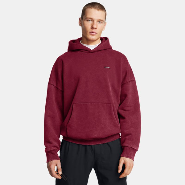 Under Armour Icon Heavyweight Fleece Wash Oversized Hoodie Cardinal White