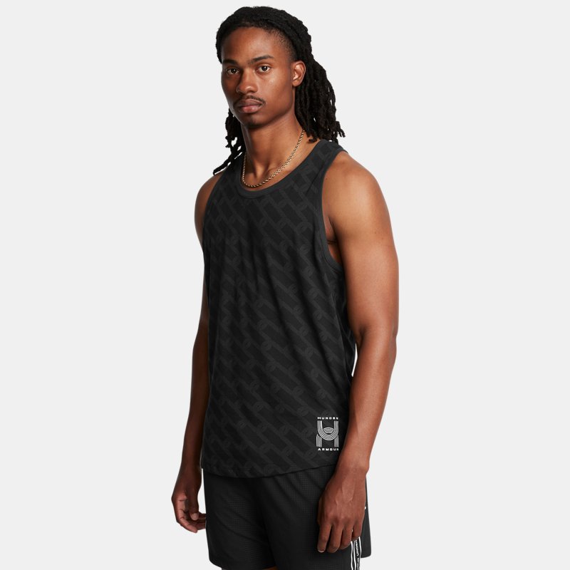 Under Armour Run Anywhere Singlet Black Castlerock White