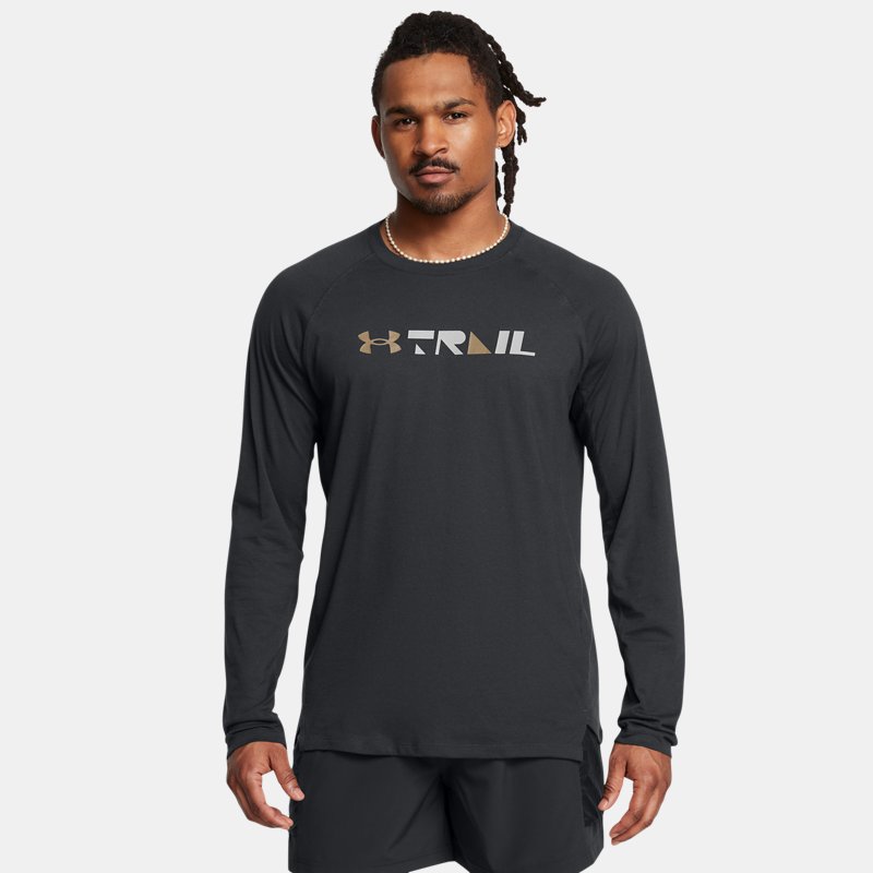 Under Armour Trail Run Graphic Long Sleeve Anthracite Coyote Reflective