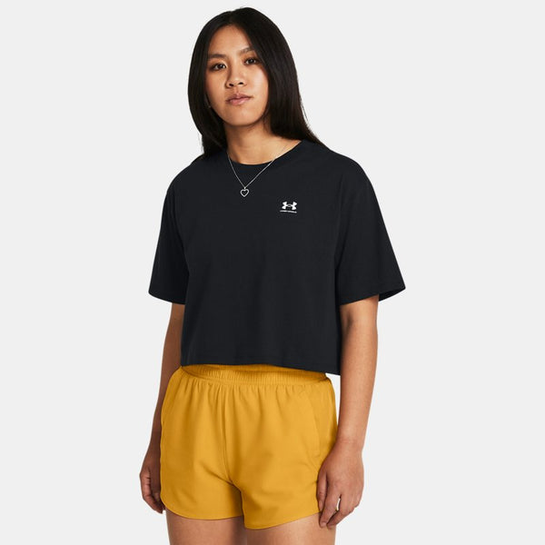 Under Armour Boxy Crop Logo Short Sleeve Black White