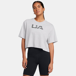 Under Armour Boxy Crop Branded Short Sleeve Mod Gray Light Heather Castlerock