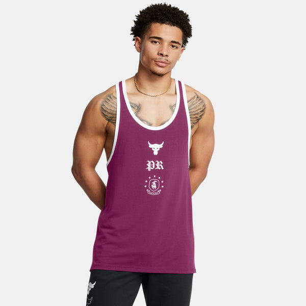 Under Armour Project Rock Badge Of Honor Racer Tank Purple Gemini White