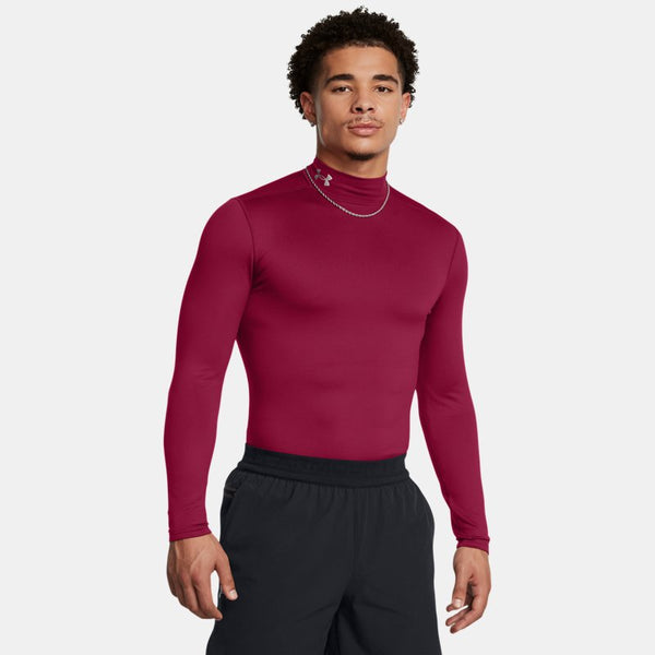 ColdGear® Elite Mock Long Sleeve Cardinal Metallic Silver