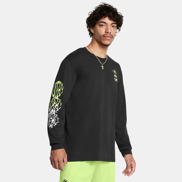 Under Armour Curry Verbiage Heavyweight Long Sleeve Black Hyper Green White