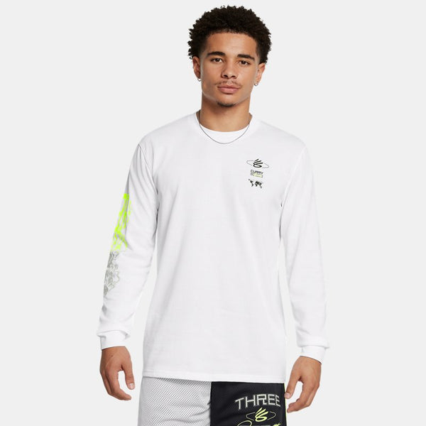 Curry Verbiage Heavyweight Long Sleeve White High Vis Yellow Black