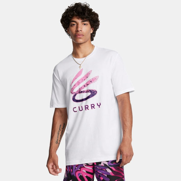 Under Armour Curry Logo Trend T-Shirt White Purple Rebel Pink