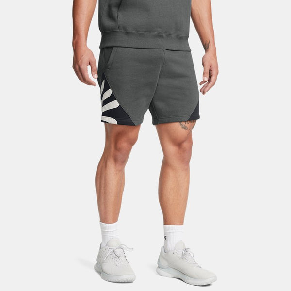 Under Armour Curry Splash Fleece Shorts Castlerock Full Heather Black White Clay