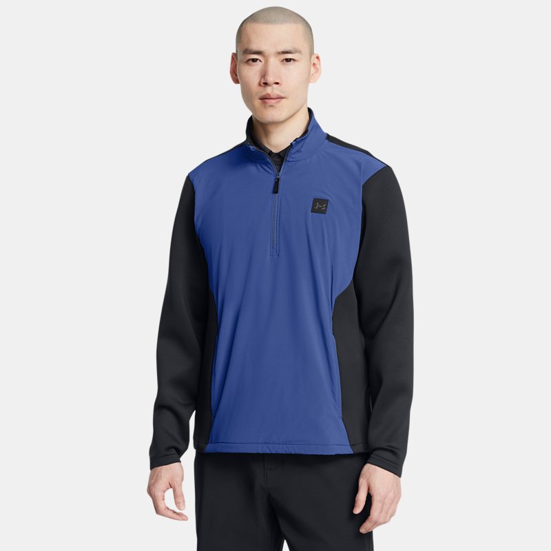 Under Armour Drive Pro Storm Hybrid ½ Zip Tech Blue Black Metallic Silver