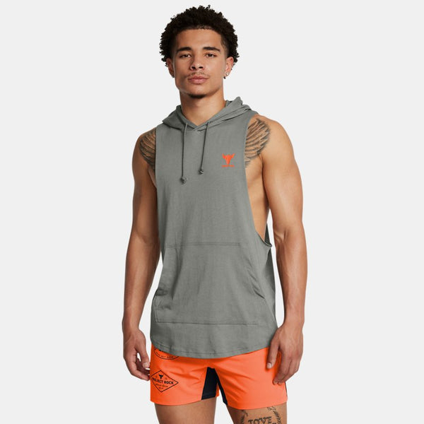 Project Rock Sleeveless Hoodie Clay Green Team Orange