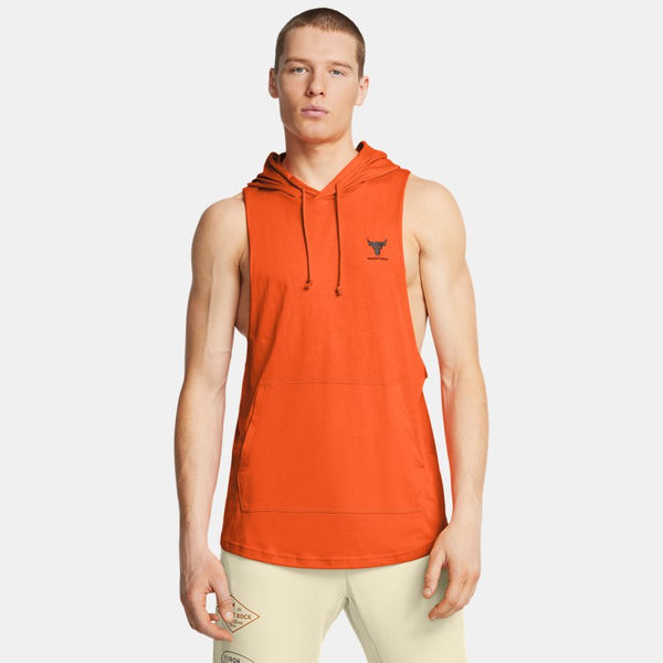 Under Armour Project Rock Sleeveless Hoodie Team Orange Black