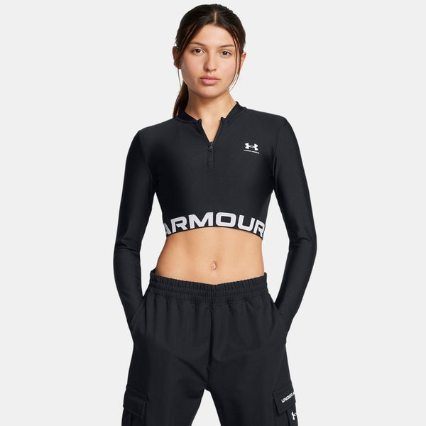 Under Armour HeatGear® Rib ¼ Zip Long Sleeve Black Black White