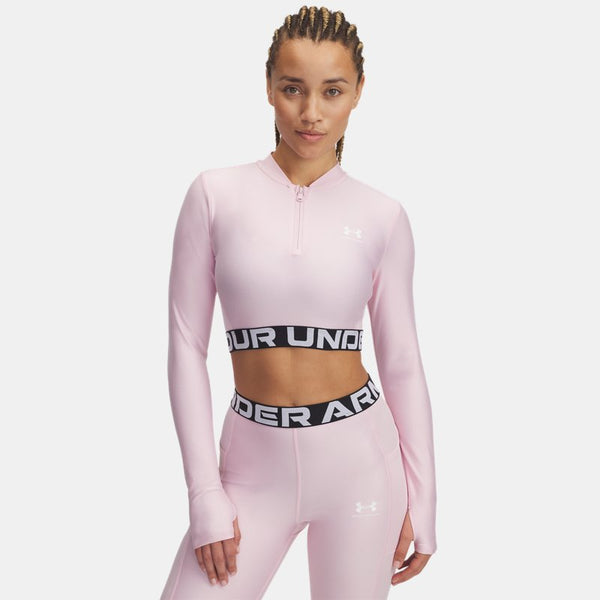 Under Armour HeatGear® Rib ¼ Zip Long Sleeve Prime Pink White