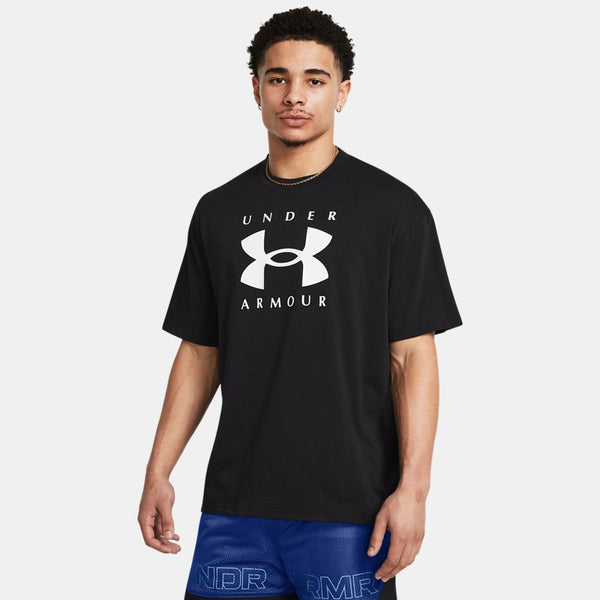 Under Armour Heavyweight Oversized Branded Short Sleeve Black White