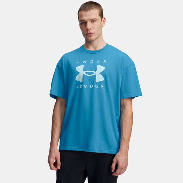 Under Armour Heavyweight Oversized Branded Short Sleeve Ether Blue Stream