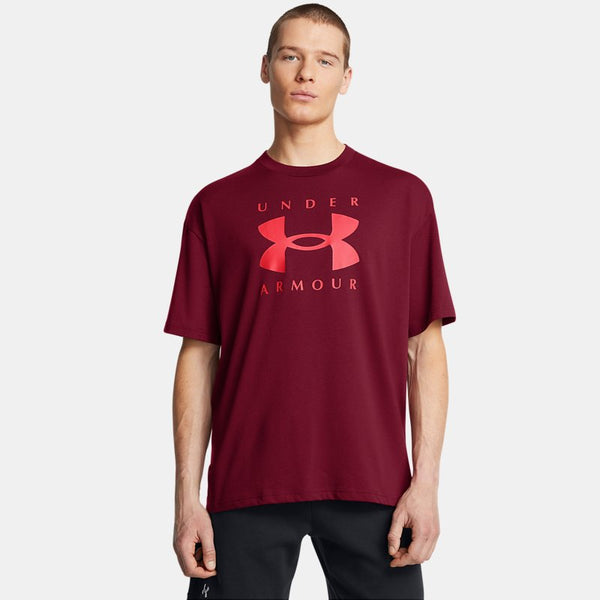 Under Armour Heavyweight Oversized Branded Short Sleeve Cardinal Racer Red