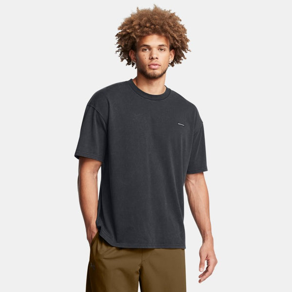 Under Armour Heavyweight Oversized Logo Wash Short Sleeve Black White