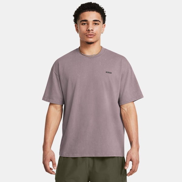 Under Armour Heavyweight Oversized Logo Wash Short Sleeve Tetra Gray White