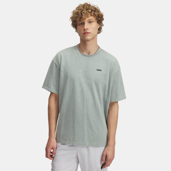 Under Armour Heavyweight Oversized Logo Wash Short Sleeve Silica Green White