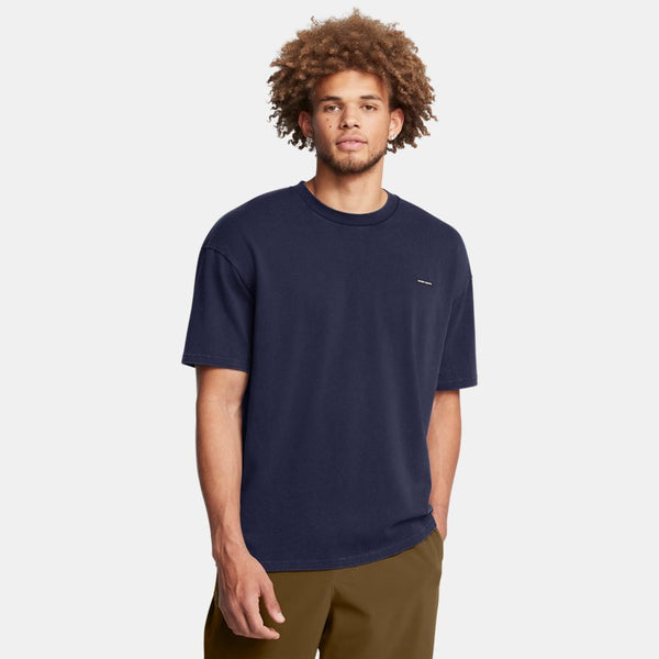 Under Armour Heavyweight Oversized Logo Wash Short Sleeve Midnight Navy White