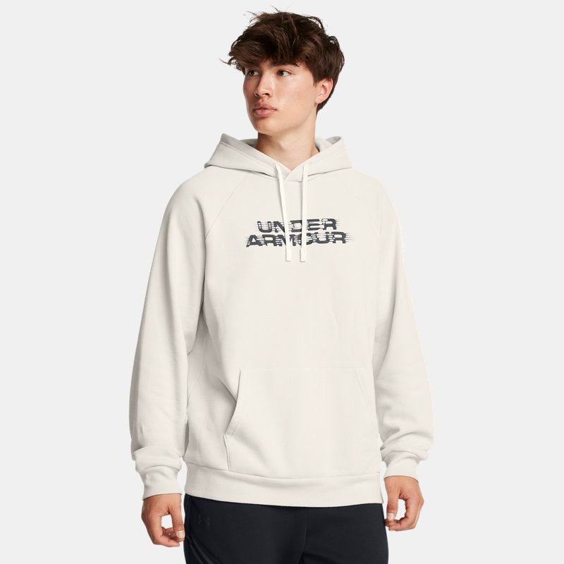 Under Armour Rival Fleece Textured Glitch Hoodie Summit White Black