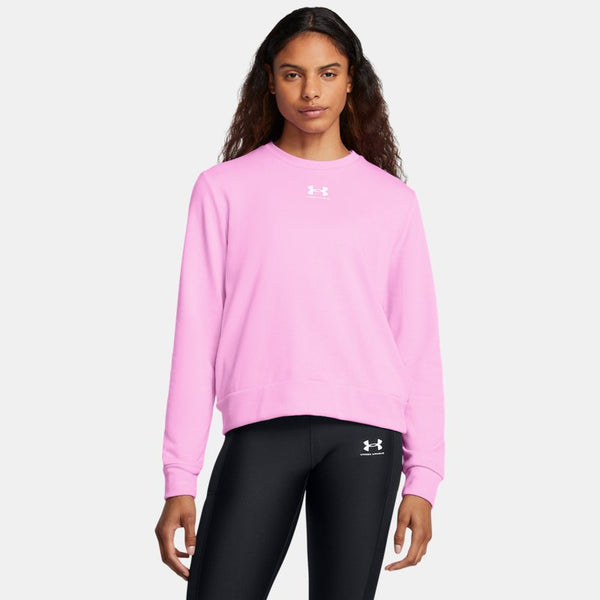 Under Armour Rival Terry Crew Stellar Pink White